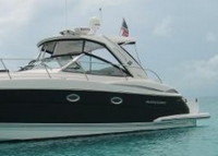Photo of Monterey 400 Sport Yacht, 2013: Hard-Top, Visor and Side Curtains and Aft Side Curtain Black Sunbrella(r), viewed from Port Front 