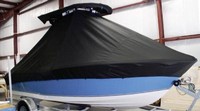 NauticStar® 1900 Nautic Bay T-Top-Boat-Cover-Wmax-699™ Custom fit TTopCover(tm) (WeatherMAX(tm) 8oz./sq.yd. solution dyed polyester fabric) attaches beneath factory installed T-Top or Hard-Top to cover entire boat and motor(s)