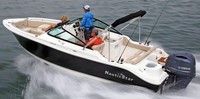Photo of NauticStar 2302 LDC Legacy Dual Console, 2019 Bimini Top in Boot, viewed from Port Rear, Running 