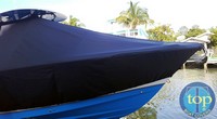 Photo of NauticStar 28XS 20xx T-Top Boat-Cover-Bow, viewed from Starboard Side 