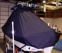 Panga® 22LX T-Top-Boat-Cover-Elite™ Custom fit TTopCover(tm) (Elite(r) Top Notch(tm) 9oz./sq.yd. fabric) attaches beneath factory installed T-Top or Hard-Top to cover boat and motors