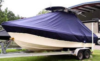 Parker® 2300DV T-Top-Boat-Cover-Elite-1249™ Custom fit TTopCover(tm) (Elite(r) Top Notch(tm) 9oz./sq.yd. fabric) attaches beneath factory installed T-Top or Hard-Top to cover boat and motors