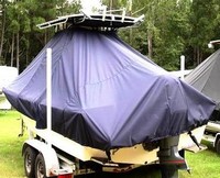 Parker® 2300SE T-Top-Boat-Cover-Sunbrella-1499™ Custom fit TTopCover(tm) (Sunbrella(r) 9.25oz./sq.yd. solution dyed acrylic fabric) attaches beneath factory installed T-Top or Hard-Top to cover entire boat and motor(s)