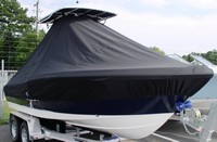 Pioneer® 197 Islander T-Top-Boat-Cover-Wmax-699™ Custom fit TTopCover(tm) (WeatherMAX(tm) 8oz./sq.yd. solution dyed polyester fabric) attaches beneath factory installed T-Top or Hard-Top to cover entire boat and motor(s)