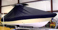 Pioneer® 220 Bay Sport T-Top-Boat-Cover-Wmax-949™ Custom fit TTopCover(tm) (WeatherMAX(tm) 8oz./sq.yd. solution dyed polyester fabric) attaches beneath factory installed T-Top or Hard-Top to cover entire boat and motor(s)