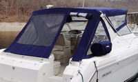 Photo of Regal Commodore 402, 1996: Bimini Top, Front Visor, Side Curtains, Camper Top, Camper Side Curtains, Rear, viewed from Port 