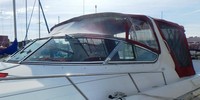 Photo of Regal Commodore 402, 1997: Bimini Top, Front Visor, Side Curtains, Camper Top, Camper Side Curtains, viewed from Port Front 