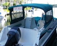 Photo of Regal Leisure Cat 26, 1996: Bimini Top, Bimini Side Curtains, viewed from Starboard Rear 