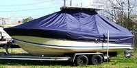 Regulator® 23SF T-Top-Boat-Cover-Elite-1249™ Custom fit TTopCover(tm) (Elite(r) Top Notch(tm) 9oz./sq.yd. fabric) attaches beneath factory installed T-Top or Hard-Top to cover boat and motors