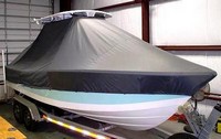 Regulator® 24 T-Top-Boat-Cover-Sunbrella-1699™ Custom fit TTopCover(tm) (Sunbrella(r) 9.25oz./sq.yd. solution dyed acrylic fabric) attaches beneath factory installed T-Top or Hard-Top to cover entire boat and motor(s)