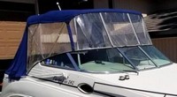 Photo of Rinker 242 Fiesta Vee, 2000: Bimini Top, Connector, Side Curtains, Aft Curtain Blue, viewed from Starboard Front 