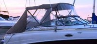Rinker® 250 Express Cruiser Bimini-Top-Canvas-Zippered-Seamark-OEM-T4.8™ Factory Bimini CANVAS (no frame) with Zippers for OEM front Connector and Curtains (not included), SeaMark(r) vinyl-lined Sunbrella(r) fabric, OEM (Original Equipment Manufacturer)
