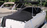 Rinker® 250 Express Cruiser Cockpit-Cover-OEM-T2.6™ Factory Snap-On COCKPIT COVER with Adjustable Aluminum Support Pole(s) and reinforced Snap(s) for Pole alignment in Center of Cover on Larger Cockpit-Covers, OEM (Original Equipment Manufacturer)