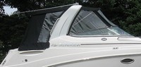 Photo of Rinker 260 Express Cruiser Radar Arch, 2008: Bimini Top, Front Connector, Side Curtains, Camper Top, Camper Side and Aft Curtains, viewed from Starboard Side 