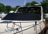 Rinker® 270 Express Cruiser Bimini-Top-Canvas-Zippered-Seamark-OEM-T6™ Factory Bimini CANVAS (no frame) with Zippers for OEM front Connector and Curtains (not included), SeaMark(r) vinyl-lined Sunbrella(r) fabric, OEM (Original Equipment Manufacturer)