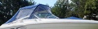 Photo of Rinker 272 Bowrider, 2001: Bimini Top, Front Connector, Side Curtains, Aft Curtain, Bow Cover, viewed from Starboard Front 