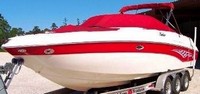Photo of Rinker 282 Bow Rider, 2005: Bimini Top in Boot, Cockpit Cover, viewed from Port Front 