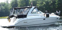Photo of Rinker 290 Fiesta Vee, 2004: Bimini Top, Front Connector, Side Curtains, Camper Top, Camper Side Aft Curtains, viewed from Port Rear 