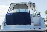 Rinker® 310 Express Cruiser Hard-Top Hard-Top-Side-Curtains-Rear-White-Stamoid-OEM-T0™ Factory REAR SIDE CURTAINS (used with a separate pair of FRONT Side Curtains that are NOT included) with Eisenglass windows for boat with Factory Hard-Top, White Stamoid(r) fabric, OEM (Original Equipment Manufacturer)