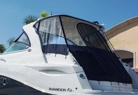 Rinker® 310 Express Cruiser Hard-Top Hard-Top-Aft-Curtain-White-Stamoid-OEM-T2.5™ Factory Hard Top AFT CURTAIN connects from Hard-Top to Transom, often with Eisenglass window(s), White Stamoid(r) fabric, OEM (Original Equipment Manufacturer)