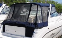 Photo of Rinker 330 Fiesta Vee, 1999: Bimini Connector, Side Curtains, Camper Top, Side and Aft Curtains, viewed from Starboard Rear 
