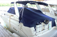 Rinker® 340 Fiesta Vee Cockpit-Cover-OEM-T3.5™ Factory Snap-On COCKPIT COVER with Adjustable Aluminum Support Pole(s) and reinforced Snap(s) for Pole alignment in Center of Cover on Larger Cockpit-Covers, OEM (Original Equipment Manufacturer)