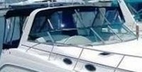 Rinker® 342 Fiesta Vee Bimini-Connector-OEM-T3™ Factory Front BIMINI CONNECTOR Eisenglass Window Set (also called Windscreen, typically 3 front panels, but 1 or 2 on some boats) zips between Bimini-Top (not included) and Windshield. (NO Bimini-Top OR Side-Curtains, sold separately), OEM (Original Equipment Manufacturer)