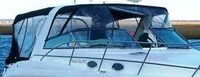 Photo of Rinker 342 Fiesta Vee, 2003: Bimini Top, Front Connector, Side Curtains, Camper Top, Camper Side and Aft Curtains, viewed from Starboard Front 