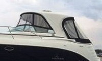 Rinker® 370 Express Cruiser Hard Top Hard-Top-Side-Curtains-Aqualon-OEM-T1™ Pair Factory SIDE CURTAINS (Port and Starboard) with Eisenglass windows for Factory Hard-Top, White Mustang(r) (was Aqualon(tm), which is no longer available) fabric, OEM (Original Equipment Manufacturer)