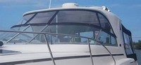 Rinker® 410 Fiesta Vee Express Cruiser Hard Top Camper-Top-Side-Curtains-OEM-T™ Pair Factory Camper SIDE CURTAINS (Port and Starboard sides) with Eisenglass window(s) zip to OEM Camper Top and Aft Curtains (not included), OEM (Original Equipment Manufacturer)
