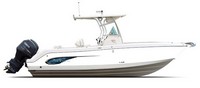 Photo of Robalo 240CC, 2013: Fiberglass T-Top (Factory OEM website photo), viewed from Starboard Side 