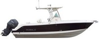 Photo of Robalo 240CC, 2014: Fiberglass T-Top (Factory OEM website photo), viewed from Starboard Side 