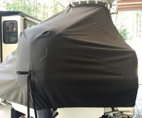 Robalo® 240CC T-Top-Boat-Cover-Sunbrella-1699™ Custom fit TTopCover(tm) (Sunbrella(r) 9.25oz./sq.yd. solution dyed acrylic fabric) attaches beneath factory installed T-Top or Hard-Top to cover entire boat and motor(s)