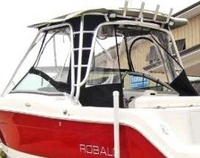 Photo of Robalo 247DC, 2012: Hard-Top, Connector, Side Curtains, Aft-Drop-Curtain, viewed from Port Rear 