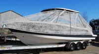 TTopCover™ Robalo, R317, 20xx, T-Top Boat Cover, rendition under factory hard top, port front