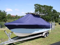 Sailfish® 266CC T-Top-Boat-Cover-Wmax-1349™ Custom fit TTopCover(tm) (WeatherMAX(tm) 8oz./sq.yd. solution dyed polyester fabric) attaches beneath factory installed T-Top or Hard-Top to cover entire boat and motor(s)
