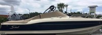 Scout, 210 Dorado, 2019, Bimini Top up without the proper Boot Cover, Bow Cover, Cockpit Cover, stbd rear