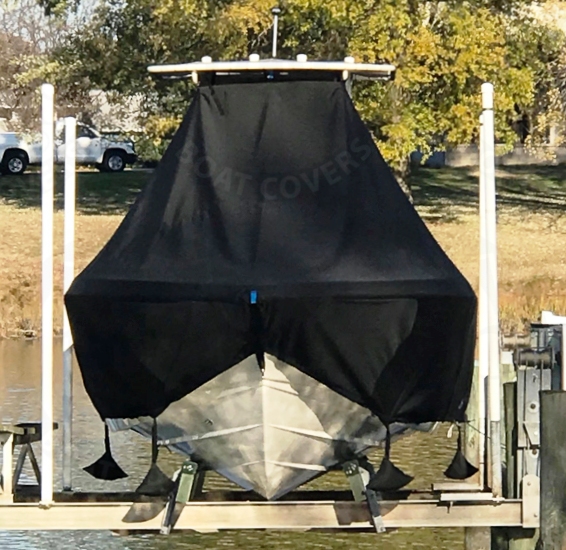 Scout 215XSF, 20xx, TTopCovers™ T-Top boat cover On Lift front