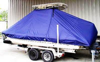 Scout® 220 Bay Scout T-Top-Boat-Cover-Sunbrella-1399™ Custom fit TTopCover(tm) (Sunbrella(r) 9.25oz./sq.yd. solution dyed acrylic fabric) attaches beneath factory installed T-Top or Hard-Top to cover entire boat and motor(s)
