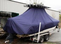 Photo of Scout 235 Sportfish Canvas T-Top 20xx T-Top Boat-Cover, viewed from Starboard Rear 