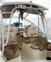 Scout® 245 Abaco Hard-Top-Aft-Drop-Curtain-OEM-G2™ Factory AFT DROP CURTAIN to floor with Eisenglass window(s) and Zipper Access for boat with Factory Hard-Top, OEM (Original Equipment Manufacturer)