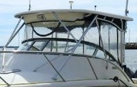 Photo of Scout 280 Abaco with Tall WindShield, 2003: Hard-Top, Connector, Side Curtains, viewed from Port Front 