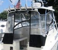 Photo of Scout 280 Abaco with Tall WindShield, 2004: Hard-Top, Connector, Side Curtains, Aft-Drop-Curtain, viewed from Starboard Rear 