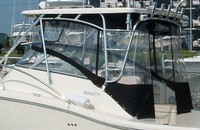 Photo of Scout 280 Abaco with Tall WindShield, 2005: Hard-Top, Connector, Side Curtains, Aft-Drop-Curtain, viewed from Port Rear 