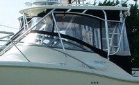 Photo of Scout 280 Abaco with Tall WindShield, 2005: Hard-Top, Connector, Side Curtains, Aft-Drop-Curtain, viewed from Port Side 