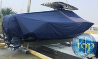 Photo of Scout 320 LXF 20xx T-Top Boat-Cover, viewed from Starboard Rear 