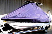 Sea Fox® 180XT T-Top-Boat-Cover-Sunbrella-1099™ Custom fit TTopCover(tm) (Sunbrella(r) 9.25oz./sq.yd. solution dyed acrylic fabric) attaches beneath factory installed T-Top or Hard-Top to cover entire boat and motor(s)