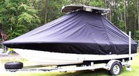 Sea Fox® 200XT T-Top-Boat-Cover-Sunbrella-1399™ Custom fit TTopCover(tm) (Sunbrella(r) 9.25oz./sq.yd. solution dyed acrylic fabric) attaches beneath factory installed T-Top or Hard-Top to cover entire boat and motor(s)