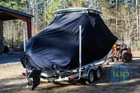 Photo of Sea Fox® 226DC Traveler 20xx TTopCover™ T-Top boat cover, viewed from Starboard Rear 