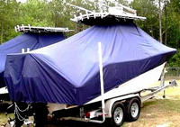 T-Top-Boat-Cover-Elite™Custom fit TTopCover(tm) (9oz fabric) attaches beneath T-Top or Hard-Top to cover entire boat and motor(s)